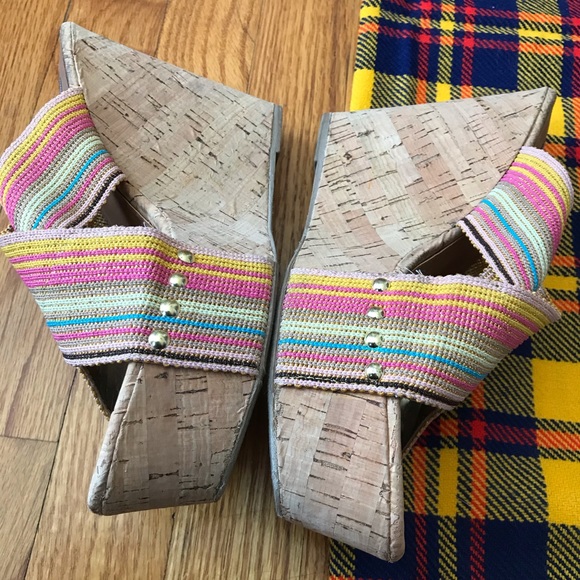Steve Madden Pride Criss Cross Strap Cork Wedge - Picture 5 of 8